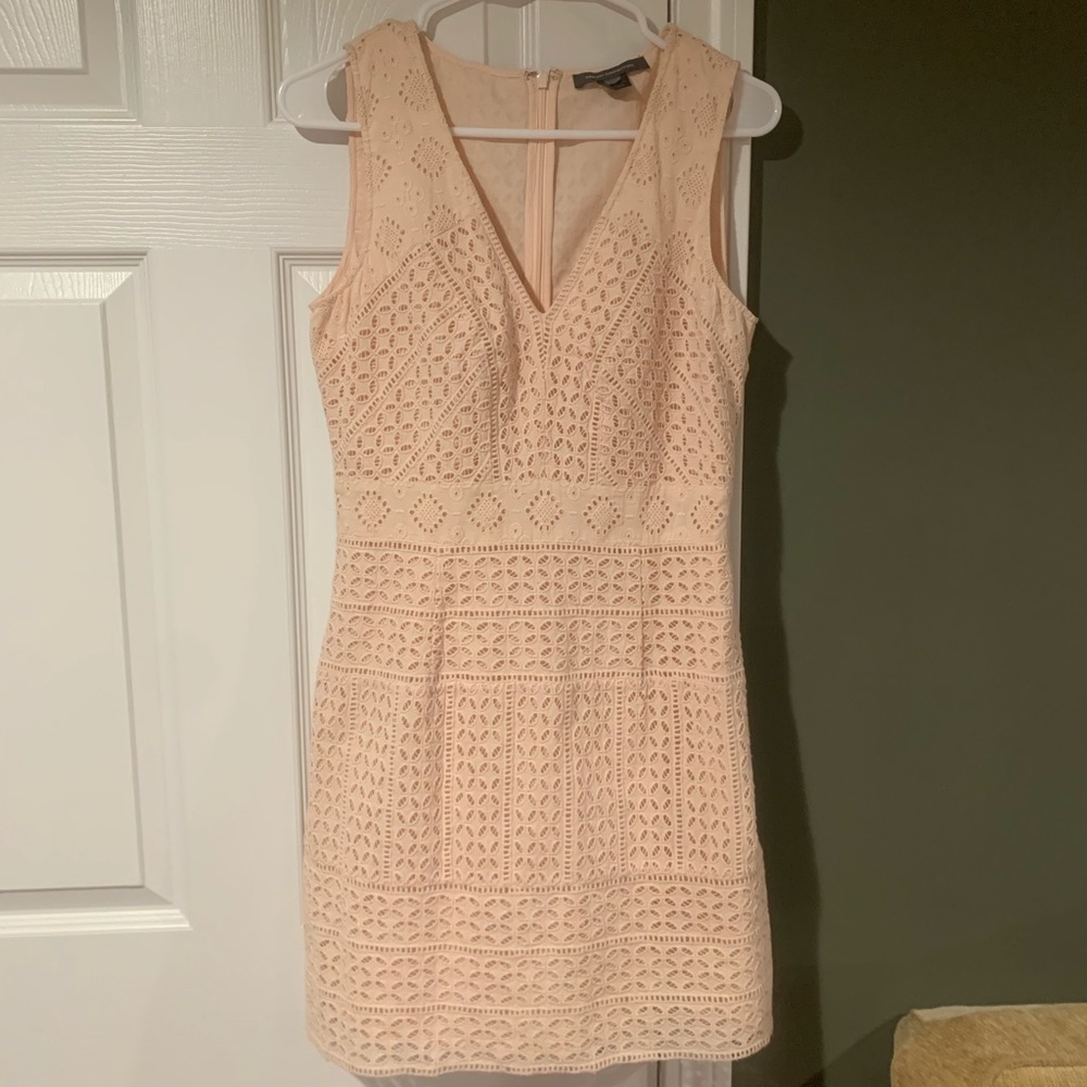French Connection v-neck lace overlay dress 4US